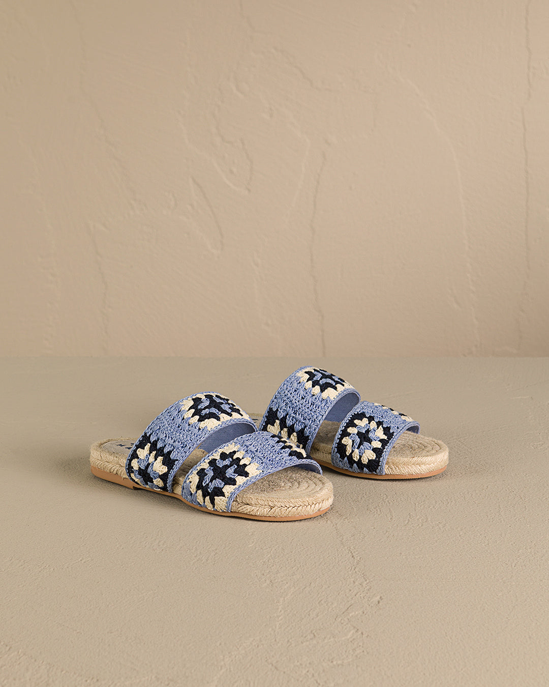 Cotton Crochet Two Bands|Jute Sandals - Indigo And Navy Blue