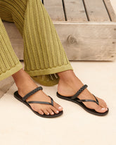 Leather Braid Thong Sandals | 