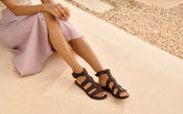 Raffia Stripes Gladiator<br />Leather Sandals - Women’s Shoes | 