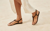 Suede Knot Thongs Leather Sandals - Women’s Shoes | 