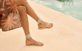 Leather Sandals<br />Tie-Up Multi Braid Bands - Women’s Shoes | 