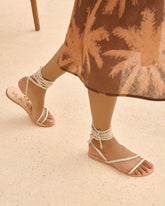 Leather Sandals<br />Tie-Up Multi Braid Bands - Women’s Sandals | 