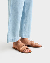 Leather Two Bands Sandals - Women’s Sandals | 