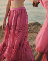Silk Cotton Voile Recife Skirt - Begonia | 