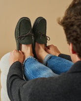 Paradiso Wool Herringbone With Faux Fur Moccasins - Men’s Loafers | 