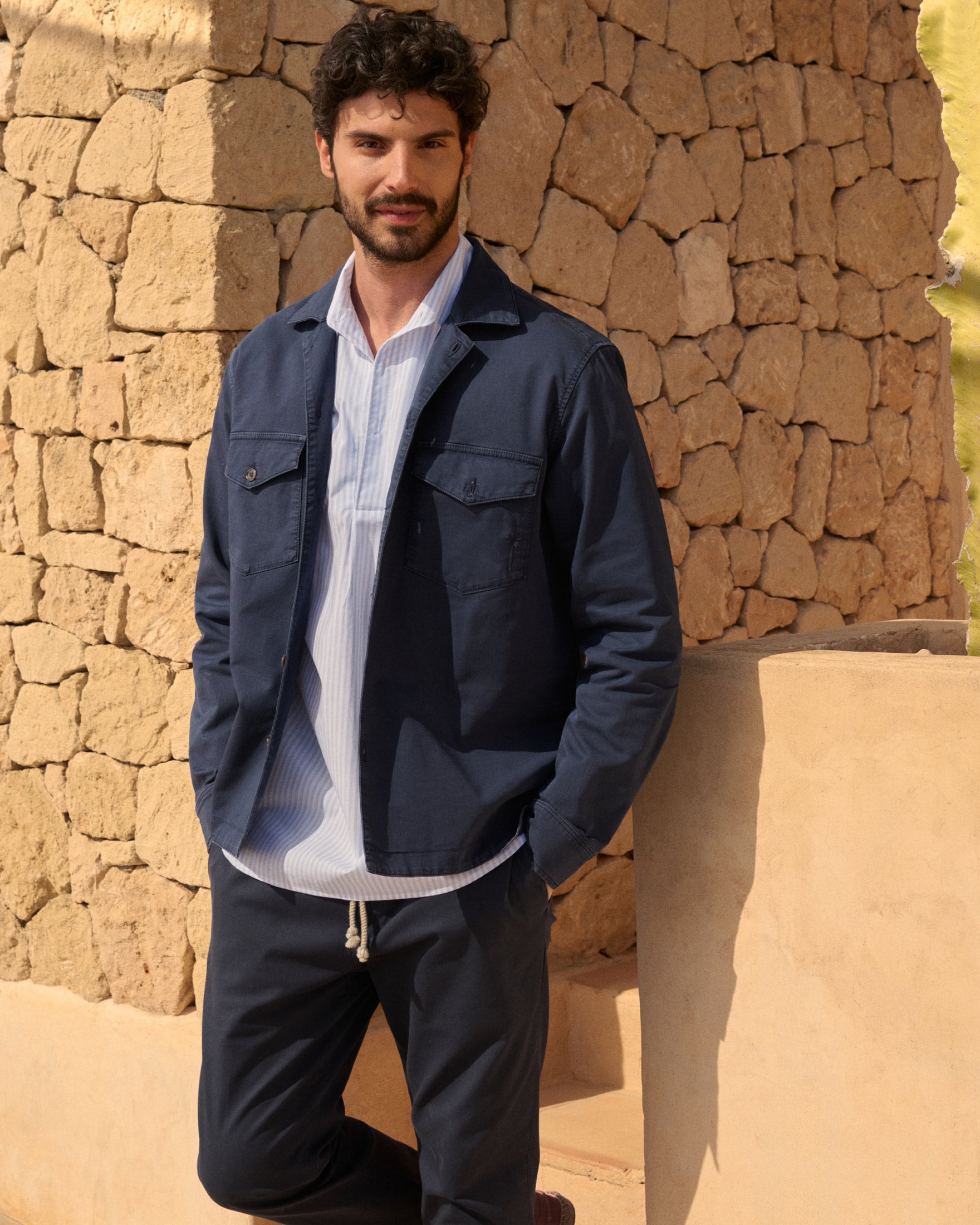 Manebí Stonewashed Cotton|Santa Fe Field Jacket - Embroidered Logo Night Blue