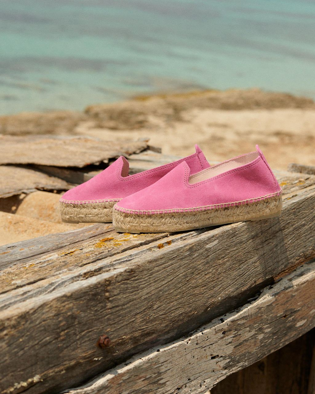 Suede Double Sole Espadrilles - Bold Pink