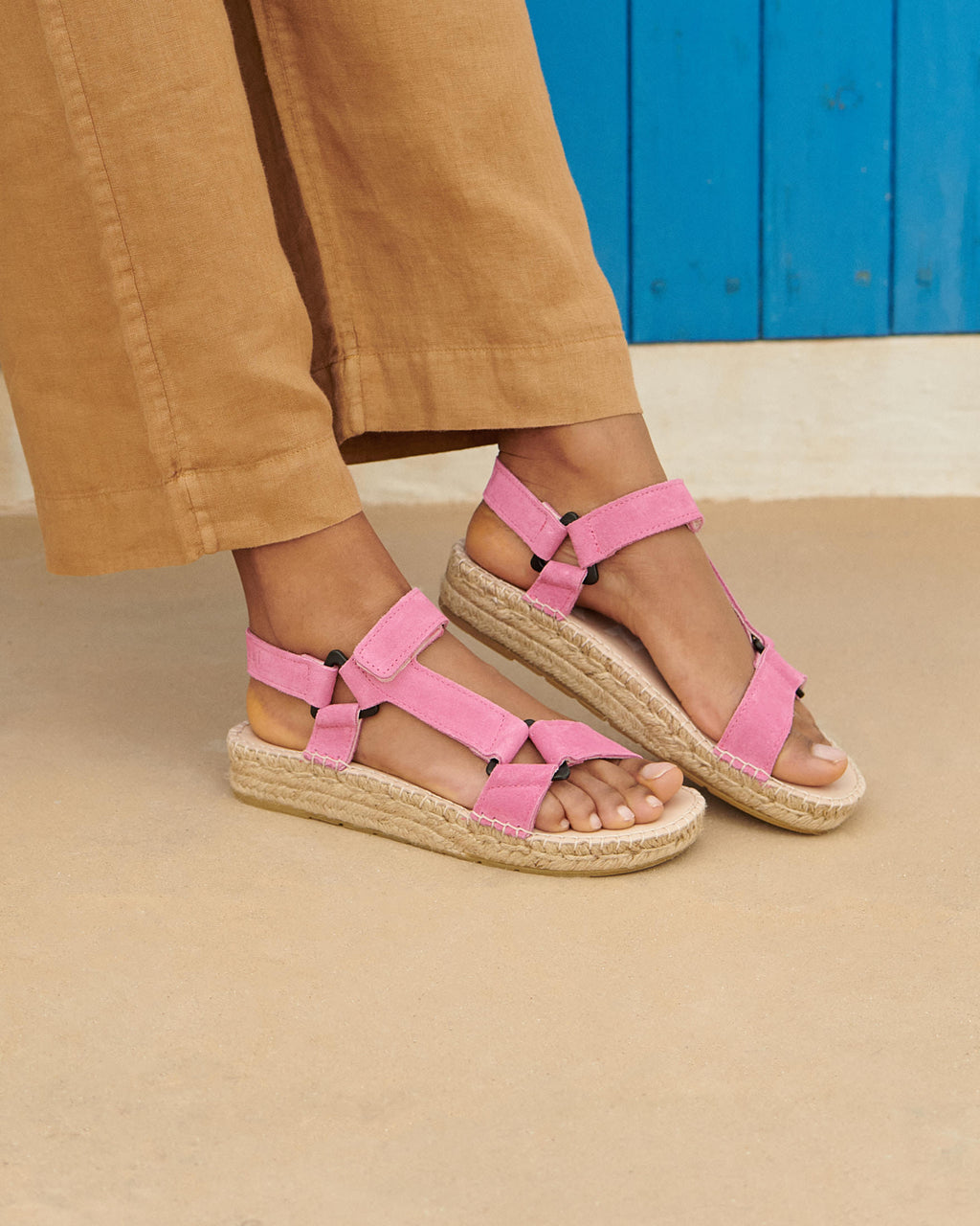 Suede Hiking Sandals - Bold Pink