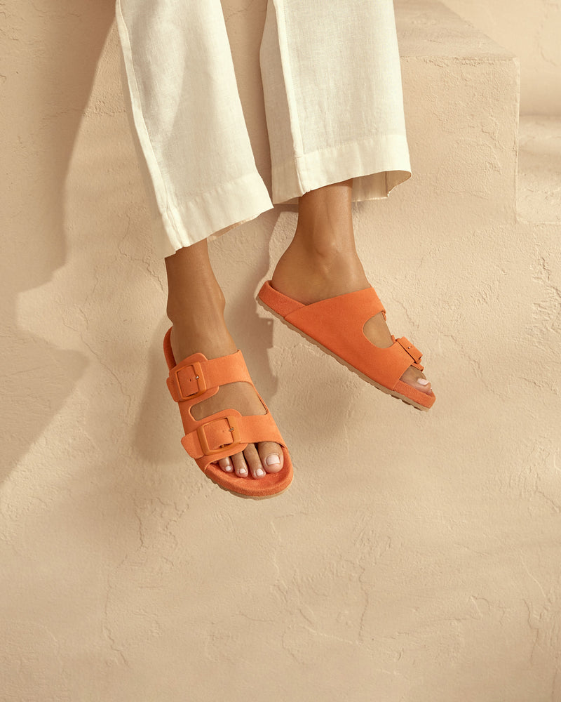 Suede Traveler Nordic Sandals - Hamptons - Sunset Orange