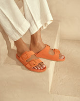 Suede Traveler Nordic Sandals - Sunset Orange | 
