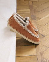 Suede Loafers Espadrilles With Faux Fur | 