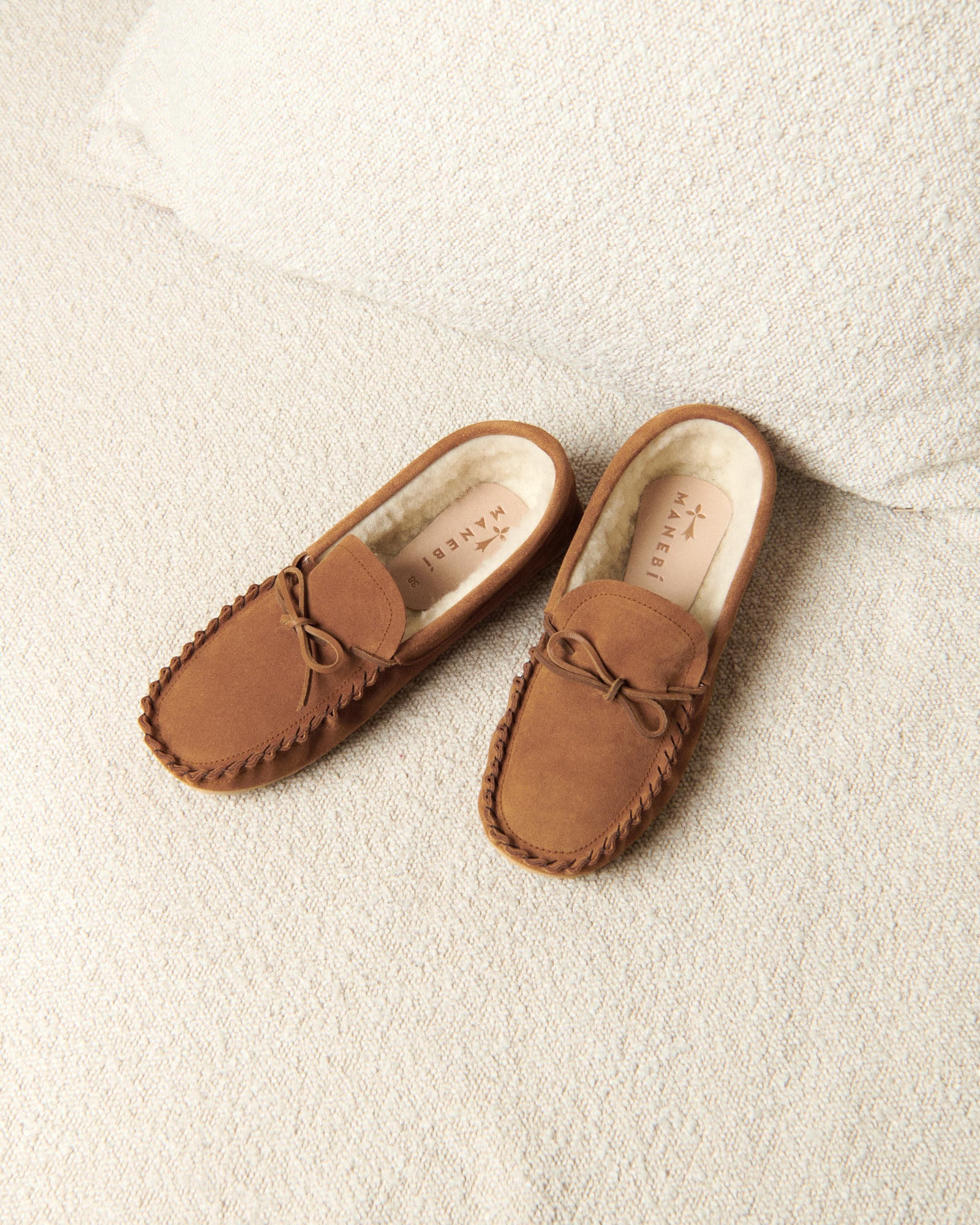 Suede And Wool Moccasins - Cortina - Cuero