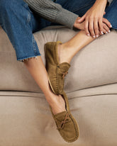 Suede With Faux Fur Moccasins - Women's Collection | 