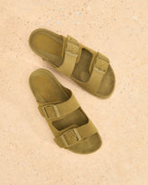 Suede Traveler Nordic Sandals - Hamptons Kaki Green | 