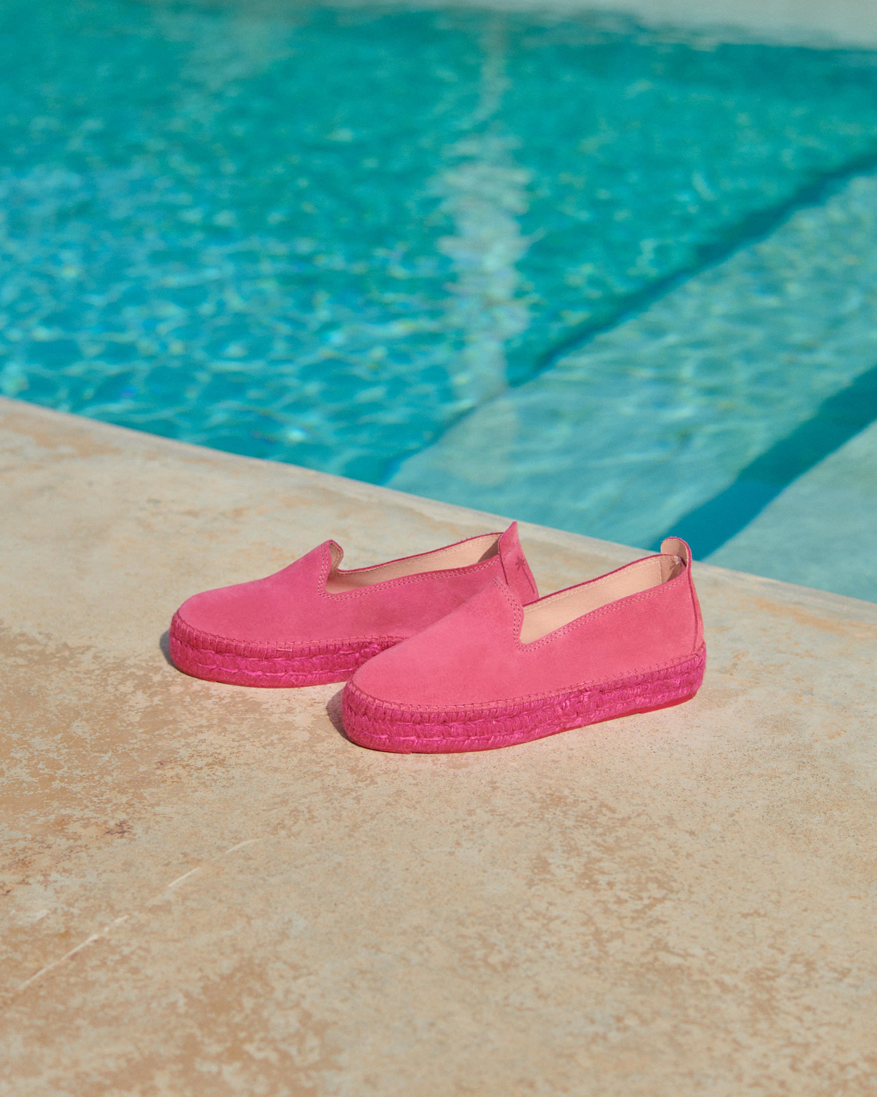 Suede Double Sole Espadrilles - Bold Pink On Tone