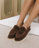 Mocassini Espadrillas<br />in Pelle Scamosciata e Faux Fur - Promo Summer Holiday | 