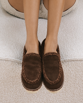 Mocassini Espadrillas<br />in Pelle Scamosciata e Faux Fur - Collezione Donna | 