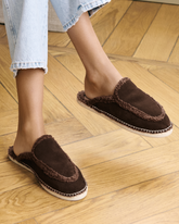 Suede Mules With Faux Fur | 