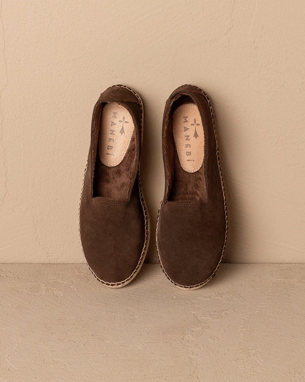 Suede With Faux Fur Flat Espadrilles With Fur - Cocoa