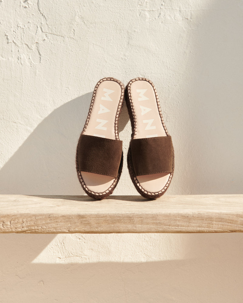 Suede Double Sole Slides - Hamptons Cocoa On Tone