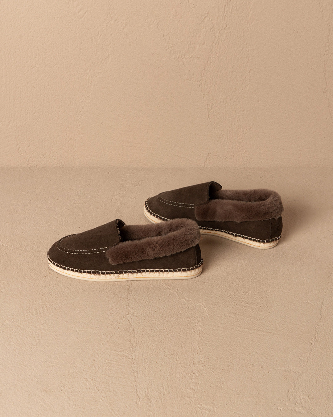 Suede With Faux Fur Loafers - Cortina - Cocoa