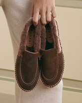 Suede With Faux Fur Loafers Espadrilles - Women’s Loafers | 