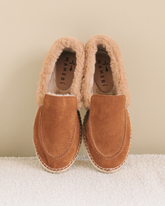 Suede With Faux Fur Loafers Espadrilles - Women’s Loafers | 