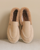 Suede With Faux Fur Loafers Espadrilles - Summer Holiday Promo | 