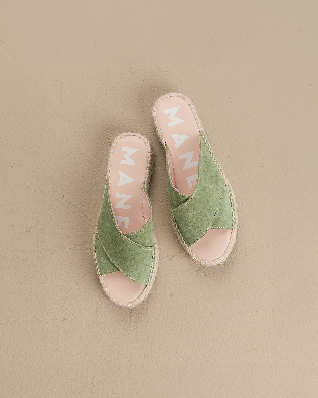 Suede Double Sole|Crossed Bands Sandals - Hamptons Sage