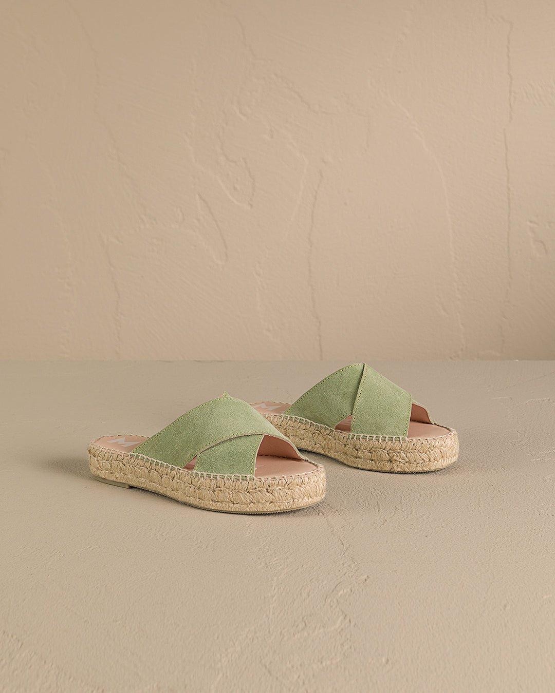Suede Double Sole|Crossed Bands Sandals - Hamptons Sage