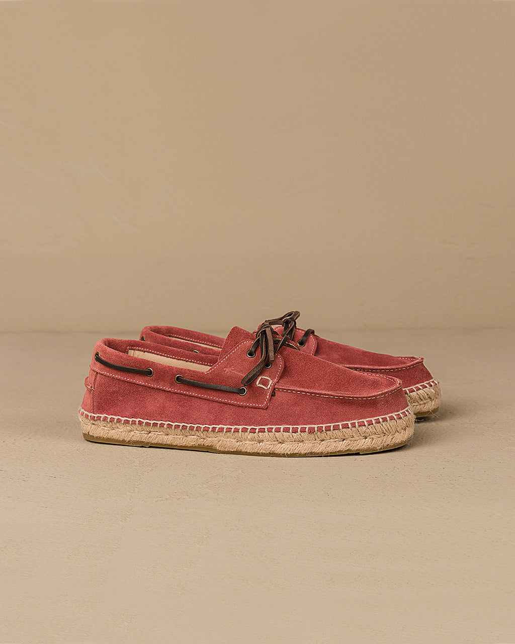 Suede Boat-Shoes Espadrilles - Hamptons Terracotta
