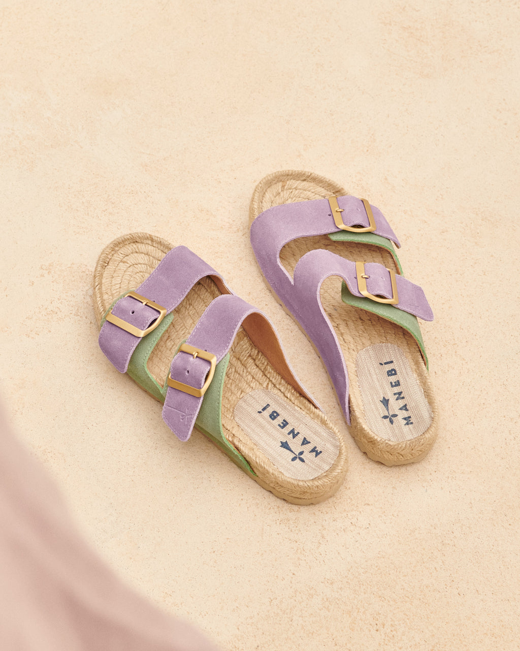 Suede Nordic Sandals - Wisteria Lilac And Sage