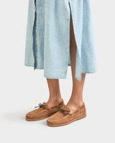 Suede Stitching Moccasins - Women’s Loafers | 