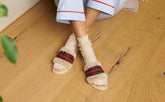 Wool Tartan and Faux Fur Flat Sandals - SMALL GIFTS FOR HER | 