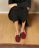 Wool Tartan and Faux Fur Loafers - Winter Cozy | 