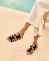 Cotton Crochet Two Bands<br />Leather Sandals - New Arrivals | 