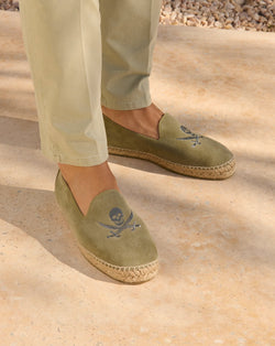 Suede Espadrilles - Palm Springs Military Green + Carbon Skull
