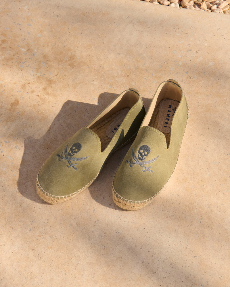 Suede Espadrilles - Palm Springs Military Green + Carbon Skull