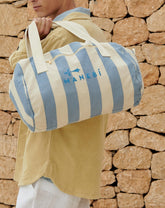 Canvas Weekend Bag - White And Indigo Stripes | 