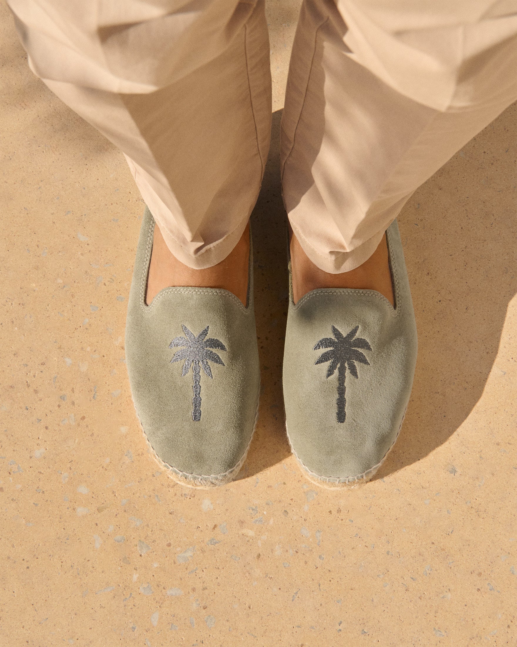 Suede Espadrilles - Palm Springs Military Green + Carbon Palm