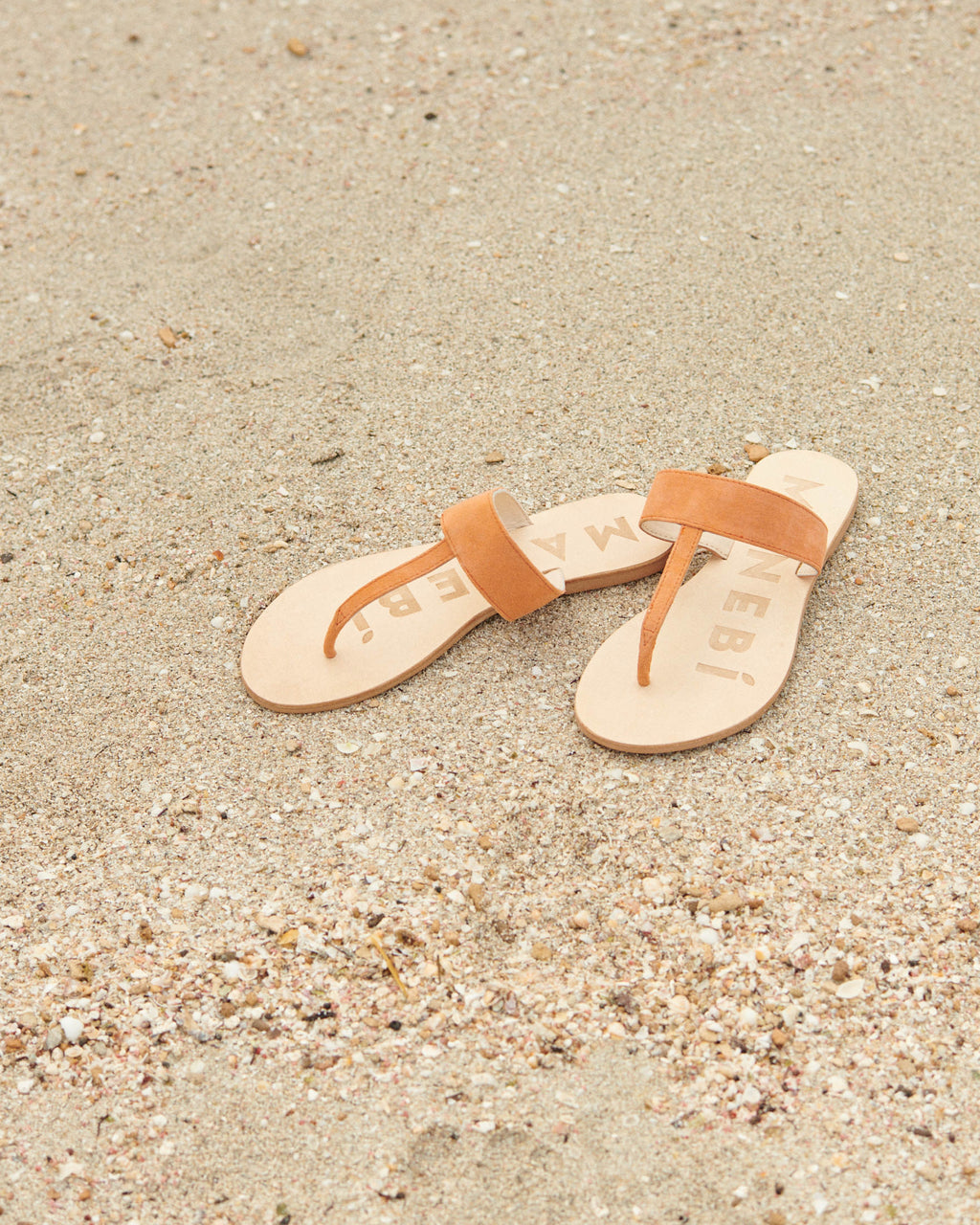 Suede Leather Sandals - Sunset Orange Thongs
