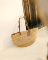 Natural Raffia and Leather<br />Basket Bag | 