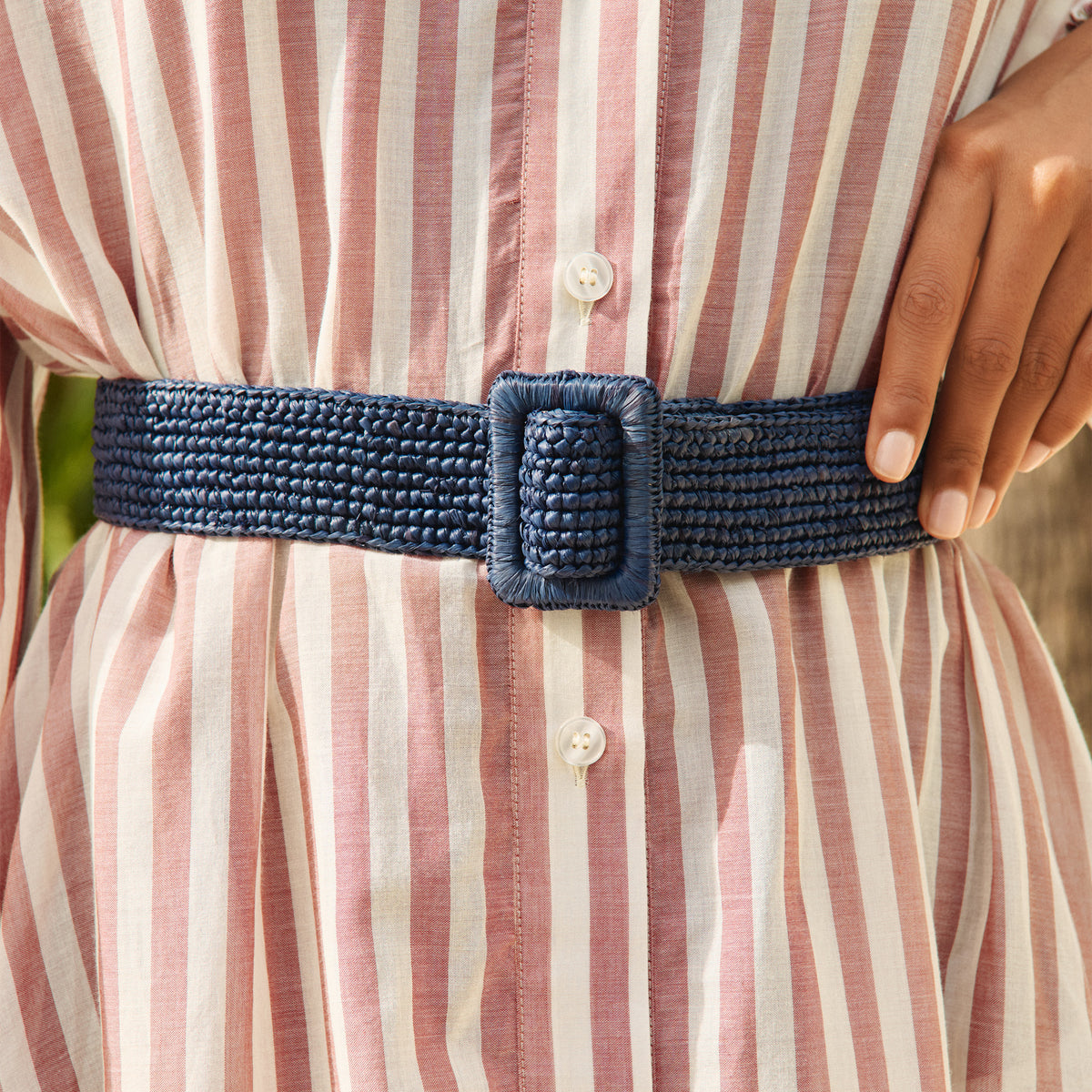 Manebí | Raffia Belt - Handcrafted Vintage Navy