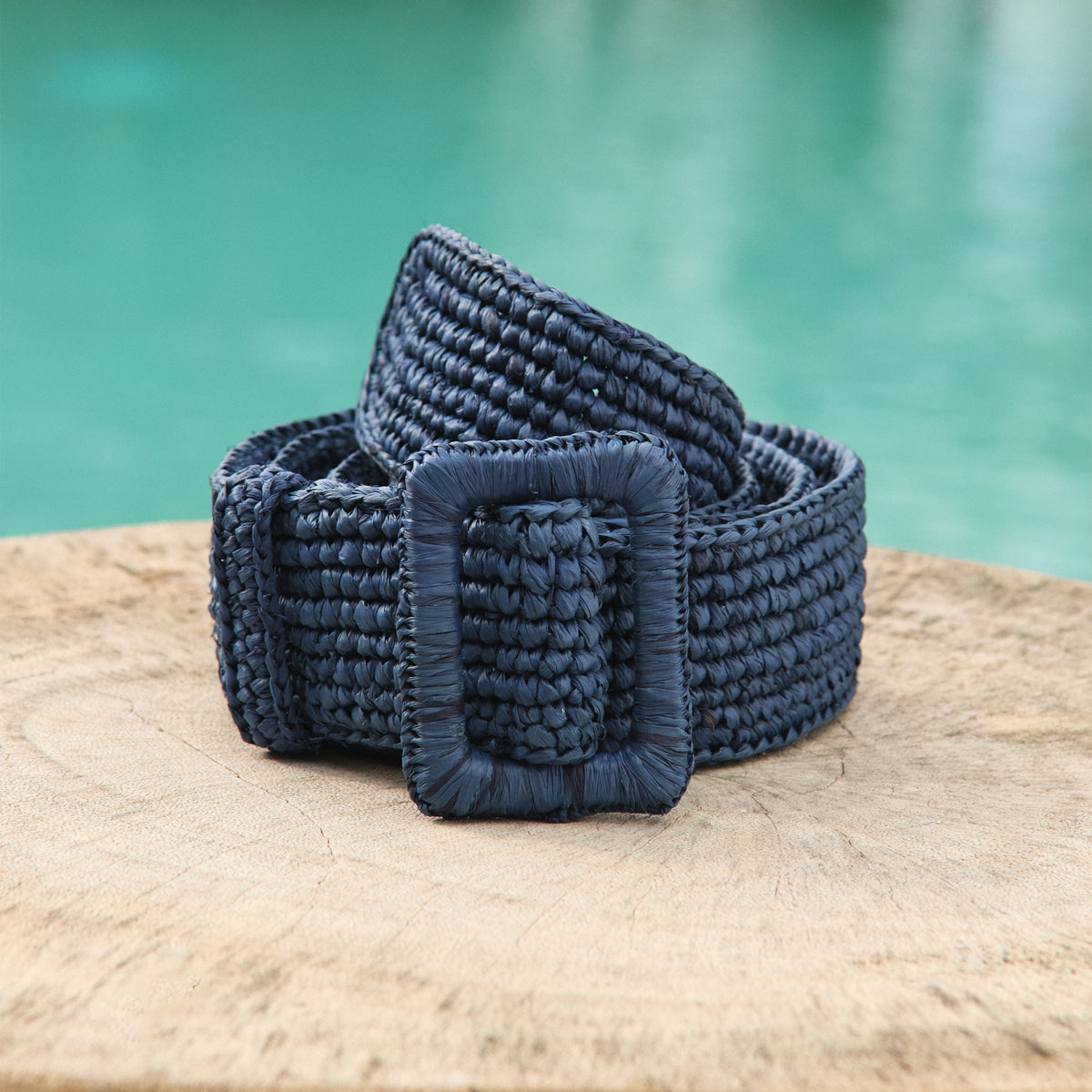 Manebí | Raffia Belt - Handcrafted Vintage Navy