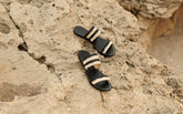 Raffia Stripes Leather Sandals - Private Sale|Women's Shoes | 