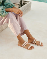 Raffia Stripes Leather Sandals - All | 