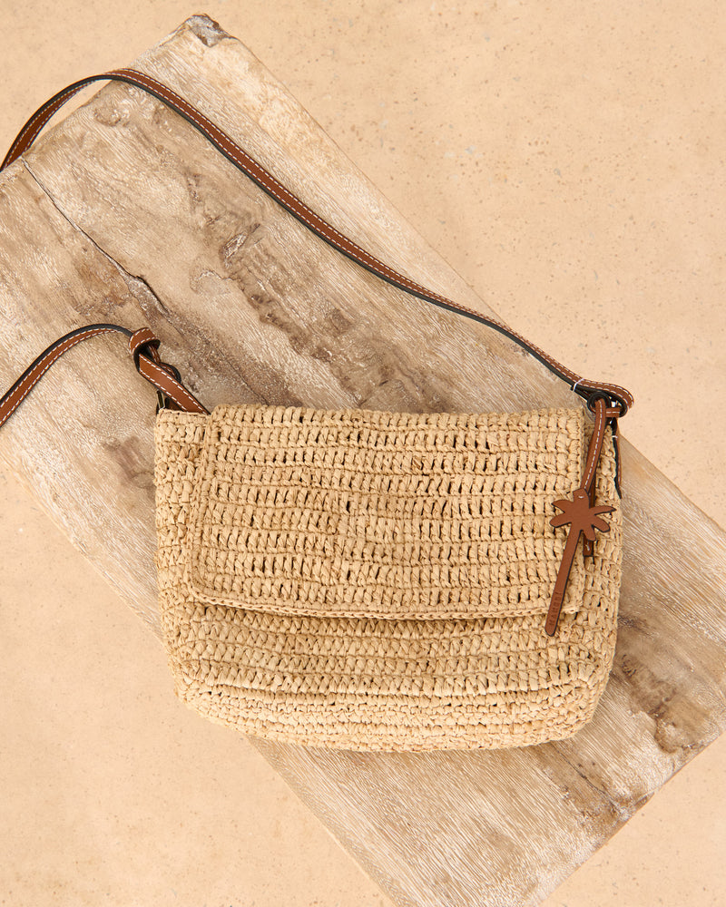 Summer Night Bag Medium - Handcrafted Raffia - Natural & Brown