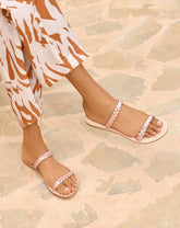 Leather Two Bands Sandals - Canyon Rose Gold | 