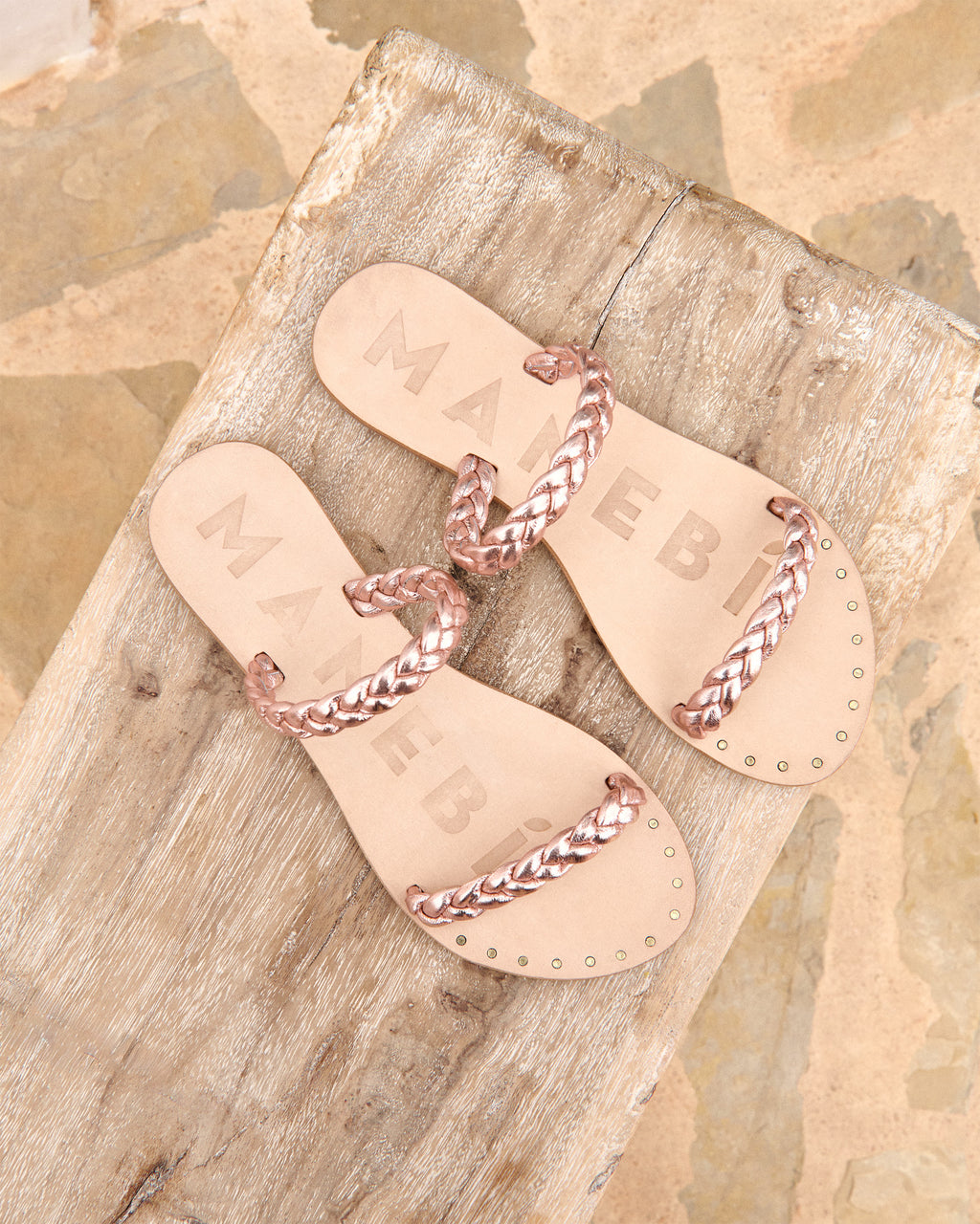 Leather Two Bands Sandals - Canyon Rose Gold