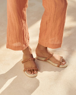 Leather and Jute|Two Bands Sandals - Canyon Tan